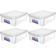 Kit 4 Caixas Organizadoras Plásticas com Tampa Empilhável 13,5L Transparente Ordene Radical Color