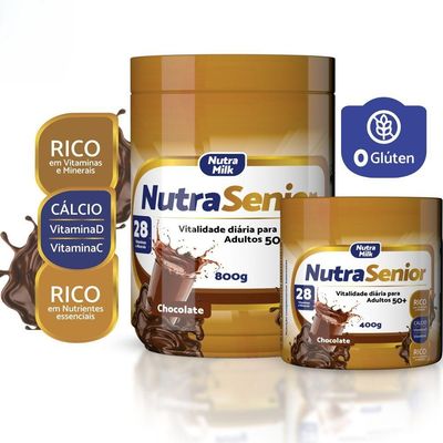 Nutra Senior 50+ Completo com 28 Vitaminas e Minerais - Pote 800g Chocolate
