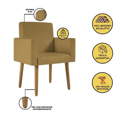Kit 2 Poltronas Decorativa Sala Nina Com Puff Balaqui Decor Capuccino