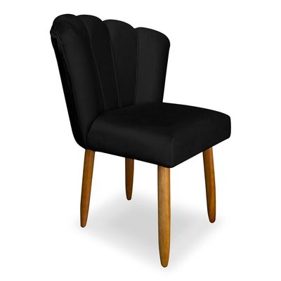 Kit 02 Cadeiras Para Mesa De Jantar Flor Pés Palito Balaqui Decor Preto