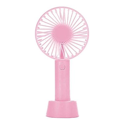 Mini Ventilador Mao E Mesa Usb Bateria Portatil 3 Velocidades Recarregavel Mão Rosa Bivolt
