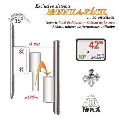 Suporte Tv 10" A 56" Vesa 400x400 2 Movimentos - Branco