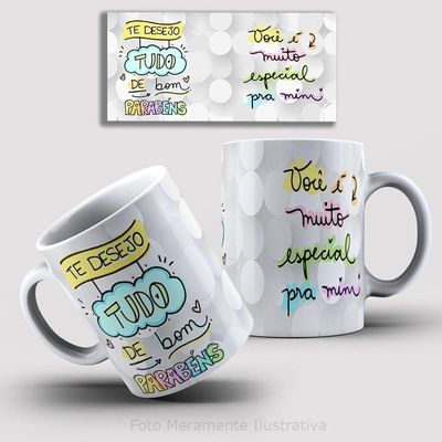 Caneca De Porcelana 325ml Decorada Feliz Aniversário Feliz Aniversário 5
