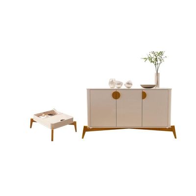 Conjunto Mesa De Centro E Buffet Rogers Off White