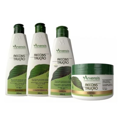 Kit Arvensis Reconstrução Shampoo Condicionador Leave-in Mascara 250g