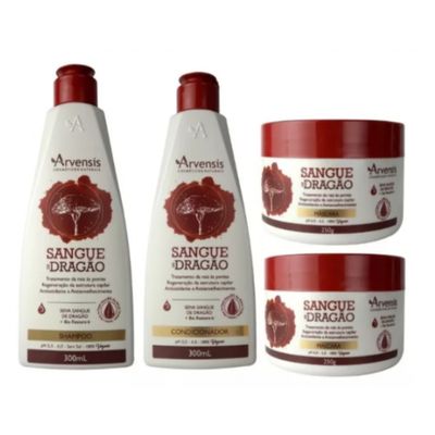 Kit Shampoo Condicionador +2 Máscaras Sangue Dragão Arvensis