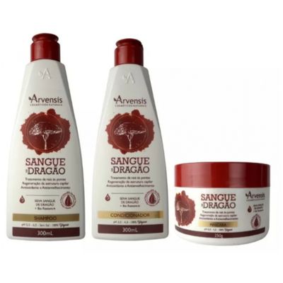 Kit Shampoo + Condicionador + Máscara Sangue De Dragão Arvensis
