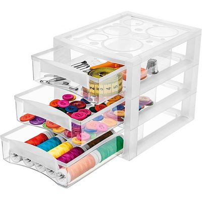 Mini Gaveteiro Para Organizar Transparente 3 Gavetas Maquiagens Jóias Escritório Ordene
