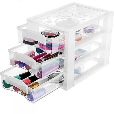 Mini Gaveteiro Para Organizar Transparente 3 Gavetas Maquiagens Jóias Escritório Ordene