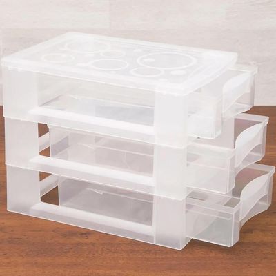 Mini Gaveteiro Para Organizar Transparente 3 Gavetas Maquiagens Jóias Escritório Ordene