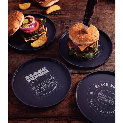 Prato Raso para Hambúrguer 20cm Tramontina Black Burger Polipropileno Plástico Resistente Cinza