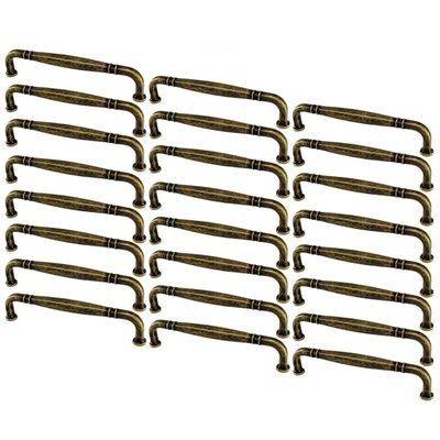Kit 24 Puxadores para Móveis Alça Ouro Velho Tamboreado 1767 Grenade Armários Gavetas