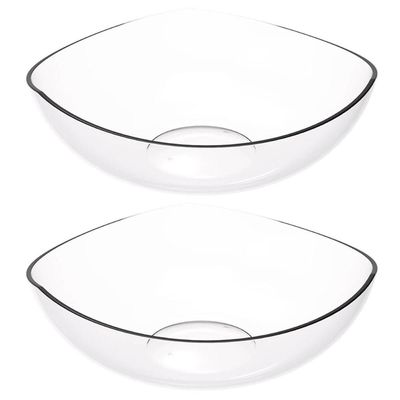 Kit 2 Saladeiras Tigela Plástica Salada Pipoca Doces Sobremesa Transparente Trio Crippa