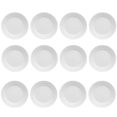 Jogo 12 Pratos para Sobremesa Porcelana 20,5cm Branco Diamante Germer Mesa Posta