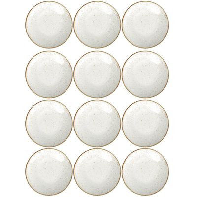 Conjunto 12 Pratos de Porcelana Tramontina para Sobremesa 21cm Rústicos Decorados Marrom