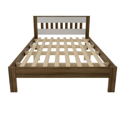 Cama de Casal CM8007 Para Colchão de 138x188cm Nogal /Branco Tecnomobili