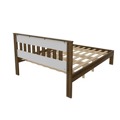 Cama de Casal CM8007 Para Colchão de 138x188cm Nogal /Branco Tecnomobili