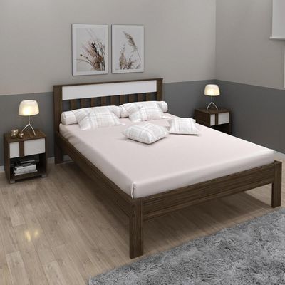Cama de Casal CM8007 Para Colchão de 138x188cm Nogal /Branco Tecnomobili