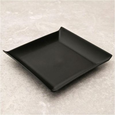 12 Pratos Quadrados 16cm Pretos Pequenos Plástico Cozy Coza Frutas Frios