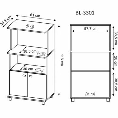 Balcão para Forno e Micro-ondas com 2 Portas BL3301 Branco Tecnomobili