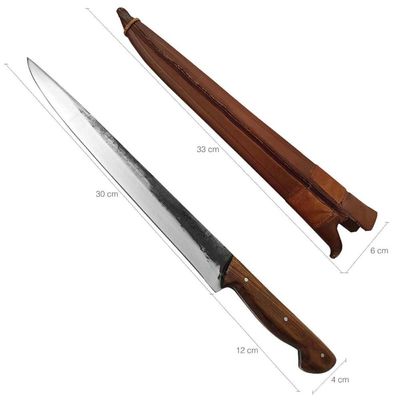 Faca Javalizeira Artesanal 12' Aço Carbono 1070 Caça Javali Rustica Brut Forge
