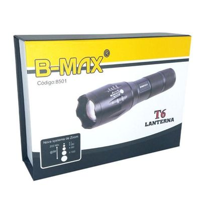 Lanterna Tática T6 Super Led Bmax Zoom Foco 2000x 3 Modos