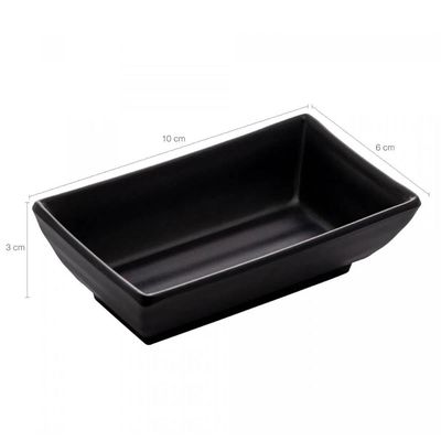 Kit 50 Molheiras para Shoyu Melamina 60ml Lyor Molhos Restaurante Japonês Sushi Tóquio Preto