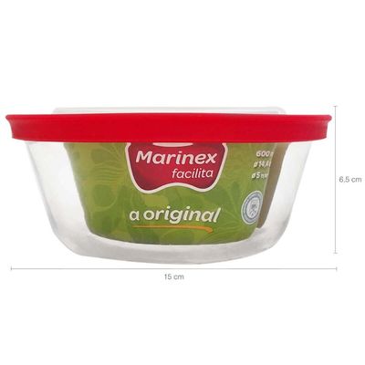 Pote Redondo De Vidro 600ml Pequeno com Tampa Plástica Facilitá Marinex