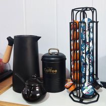 Suporte Giratório Porta 28 Cápsulas de Café Três Corações 15x35cm Aço Preto Organizador Bancada
