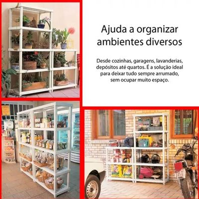 Estante Modular Plástica 5 Prateleiras Câmara Fria Até 250kg Multiuso Ordene Branca Branco