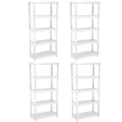 4 Estantes Modular 5 Prateleiras Câmara Fria Até 250kg Multiuso Ordene Branca Plástica