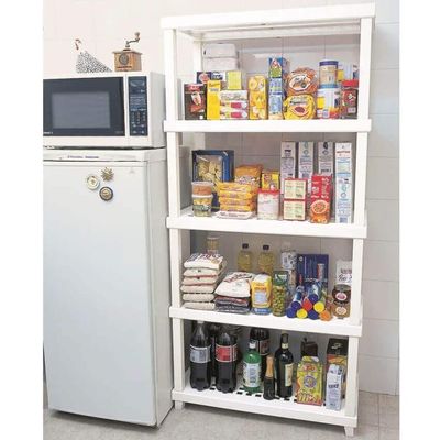 4 Estantes Modular 5 Prateleiras Câmara Fria Até 250kg Multiuso Ordene Branca Plástica