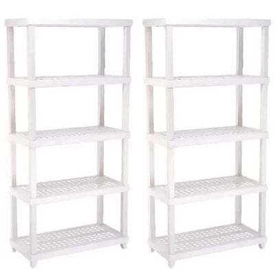 Kit 2 Estantes Modular 5 Prateleiras Câmara Fria Até 250kg Multiuso Ordene Branca Plástica