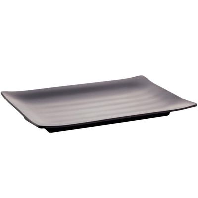 Travessa Retangular de Melamina para Sushi Sashimi 24,5x16,5cm Comida Japonesa Lyor Preto
