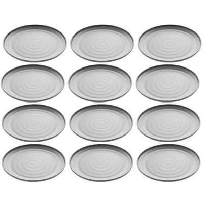 Jogo 12 Pratos Rasos Pretos Melamina 25,5cm Restaurante Bar Sushi Entradas Tóquio Lyor