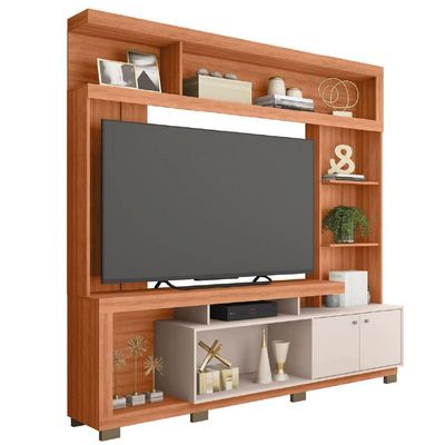 Estante Home Theater Para TV Até 70 Polegadas 2,10m Atlanta Madeirado/Off White