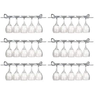 Kit 6 Suportes Organizador Armário Porta Taças Cromado 35cm