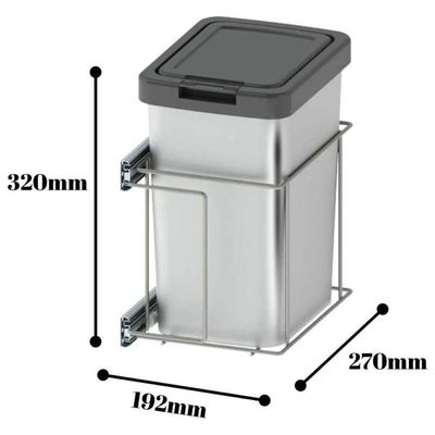 Lixeira Para Cozinha Suprema Corrediça Deslizante Lateral 9 litros Cromado Dimec