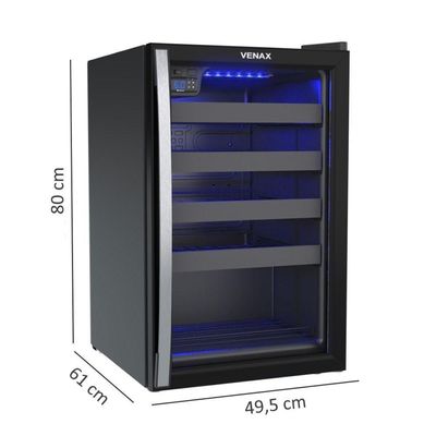 Adega De Vinhos Climatizada Piubella 82l 24 Garrafas Preto Fosco Cave 100 - Venax 127v 127v