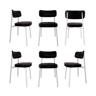 Conjunto com 6 Cadeiras Alloa Revestimento Sintético Preto e Branco