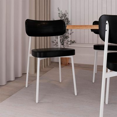 Conjunto com 6 Cadeiras Alloa Revestimento Sintético Preto e Branco