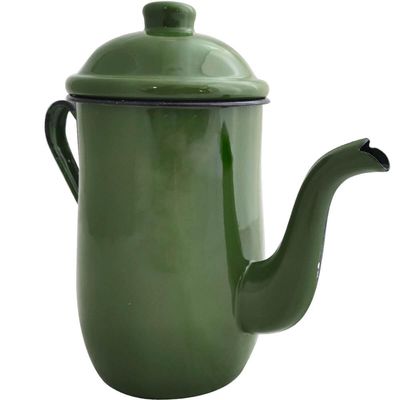 Bule De Café E Chá Em Aço Esmaltado 1,25 Litros Tradicional Verde Botânico