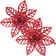 Kit 16 Flores Vermelha Gliter Decoração árvore De Natal 14cm