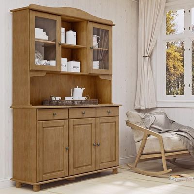 Cristaleira Madeira Maciça 5 Portas 129 Cm 8925 Freijo Milani Store Freijo