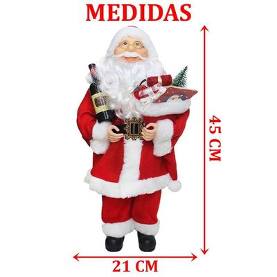Decoração Papai Noel Tradicional Presentes Gorro Natal 45cm