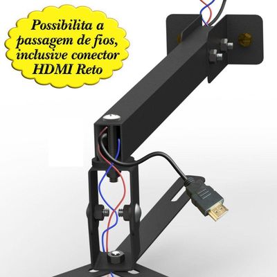 Suporte Projetor Datashow Mini Led Parede Braço 40 Cm - Preto