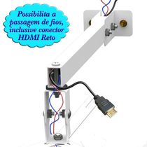 Suporte Projetor Datashow Mini Led Parede Braço 30 Cm - Branco