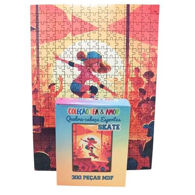 Quebra-cabeça Educativo Esportes Skate Crianças 300 Peças