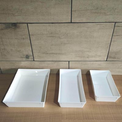 Kit 5 Travessas Retangulares 2,2L Brancas Salada Sobremesa Petisco Cozinha Restaurantes Coza