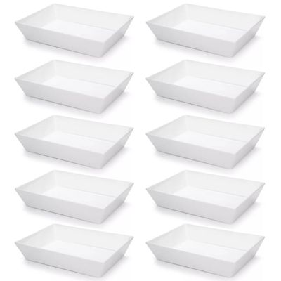Kit 10 Travessa Retangular 2,2l Branco Servir a Mesa Salada Sobremesa Risoto Petisco Coza